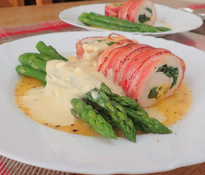 Chicken breast stuffed served with a blue cheese sauce