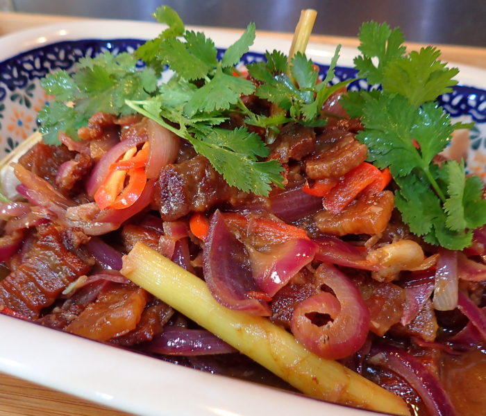 Crispy Pork Belly with Cincalok (Heh Ya Kay Char Pui Bak Bak)