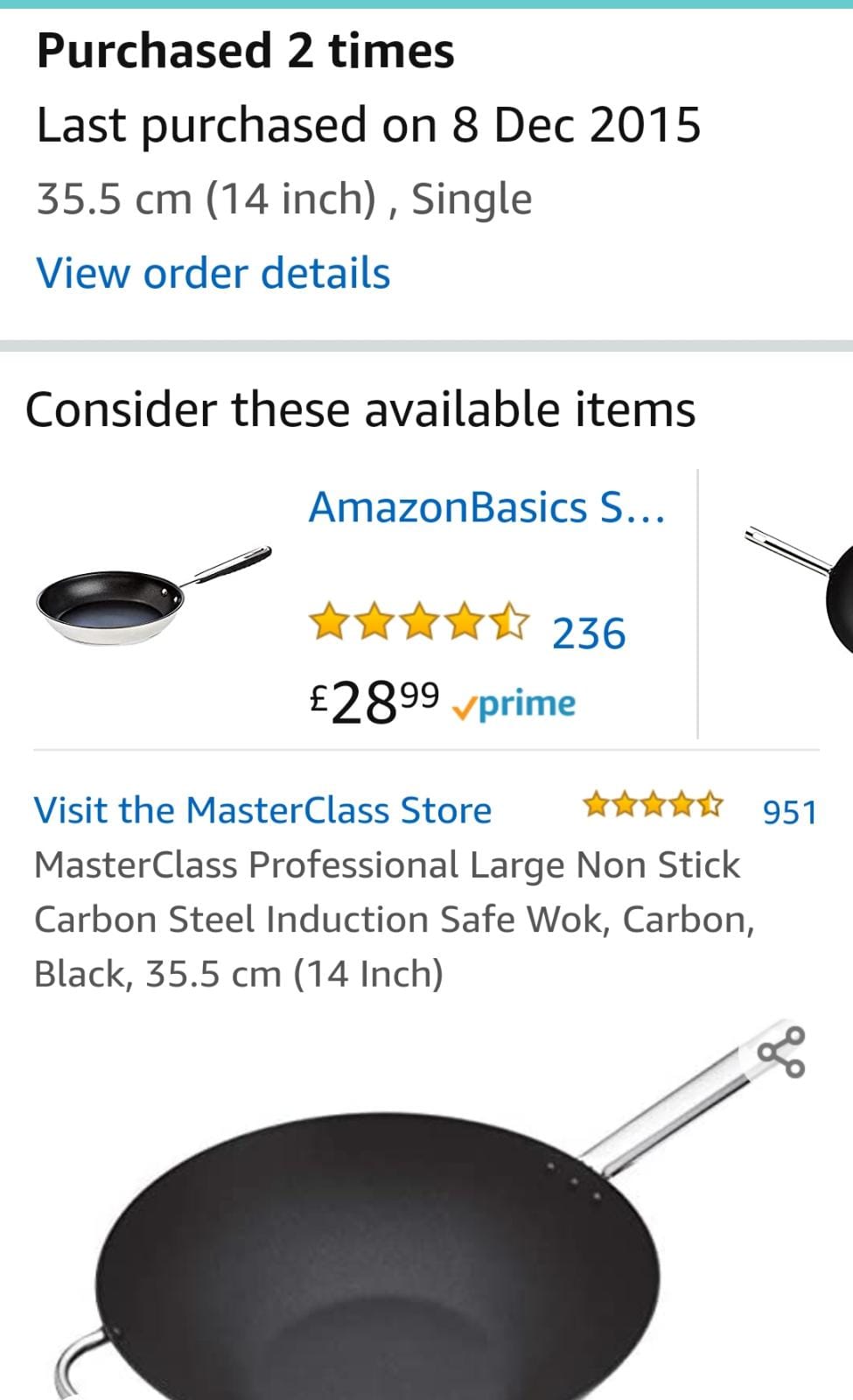 35.... MasterClass Professional Large Non-Stick Carbon Steel Induction-Safe Wok 