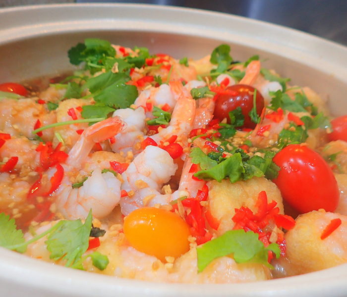 Prawns paste fried toufo puffs